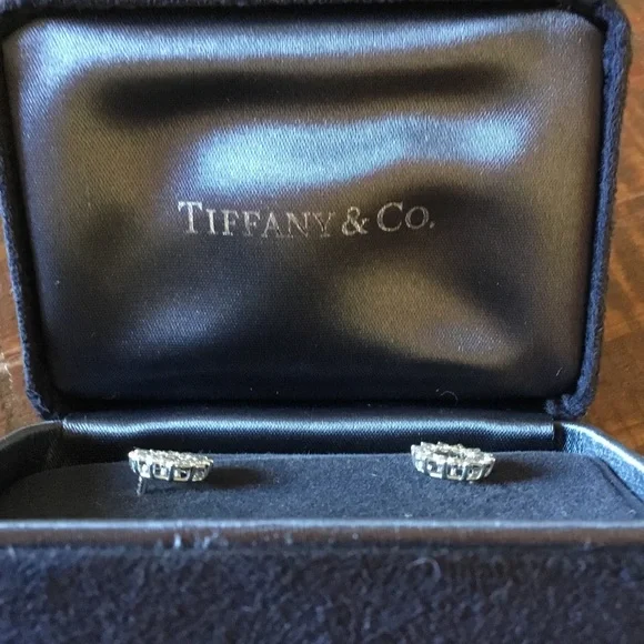 Authentic Tiffany & Co. Open Circle Platinum Diamond Stud Earrings - Picture 3 of 16